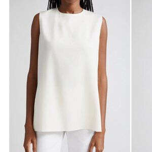 LAFAYETTE 148 NEW YORK Women Small Adela Sleeveless Stretch Cream Silk Blouse